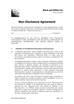 Non-Disclosure Agreement Black and White Inc