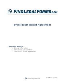 Event Booth Rental Agreement This Packet Includes: 1.  General Information