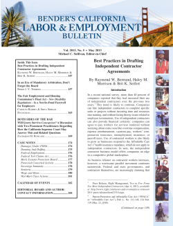 Best Practices in Drafting Independent Contractor Agreements Vol. 2013, No. 5
