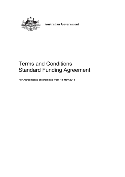 Terms and Conditions Standard Funding Agreement Australian Government