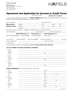 Agreement and Application for Account or Credit Terms