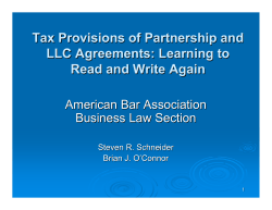 Tax Provisions of Partnership and LLC Agreements: Learning to American Bar Association
