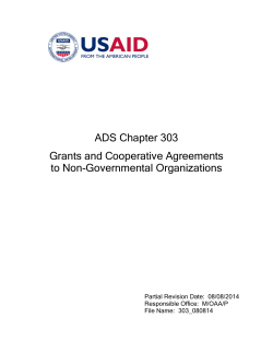 ADS Chapter 303 Grants and Cooperative Agreements to Non-Governmental Organizations