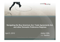 Navigating the Buy American Act, Trade Agreements Act, April 5, 2012