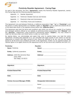 Pointivity Reseller Agreement -  Facing Page