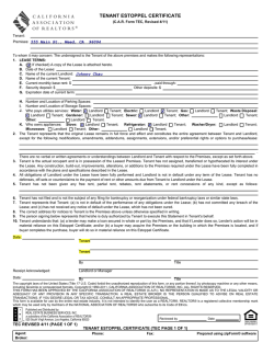 TENANT ESTOPPEL CERTIFICATE