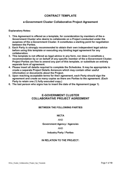 CONTRACT TEMPLATE e-Government Cluster Collaborative Project Agreement