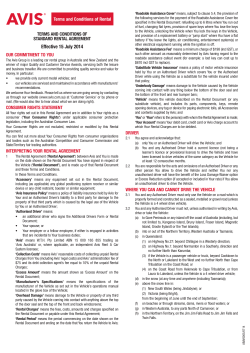 Effective 15 July 2014 Terms and Conditions of Rental STANDARD RENTAL AGREEMENT