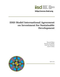IISD Model International Agreement on Investment for Sustainable Development