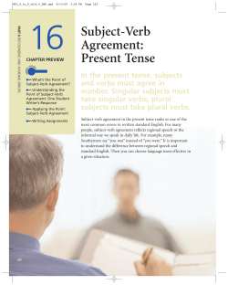 16 Subject-Verb Agreement: Present Tense