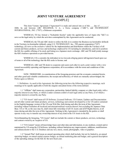 JOINT VENTURE AGREEMENT [SAMPLE]