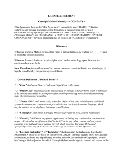 LICENSE AGREEMENT  Carnegie Mellon University &ndash; <COMPANY>