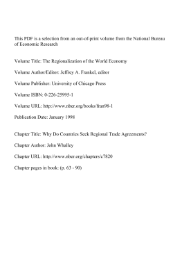 This PDF is a selection from an out-of-print volume from... of Economic Research Volume Title: The Regionalization of the World Economy