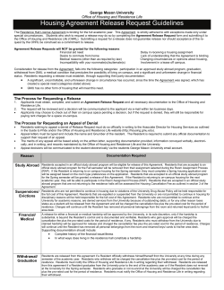 Housing Agreement Release Request Guidelines George Mason University