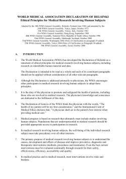 WORLD MEDICAL ASSOCIATION DECLARATION OF HELSINKI