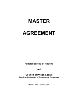 MASTER AGREEMENT Federal Bureau of Prisons and