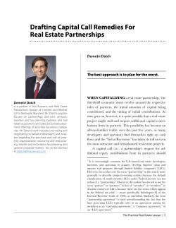 Drafting Capital Call Remedies For Real Estate Partnerships Demetri Datch