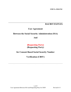 RACBSVXXFXXX User Agreement Between the Social Security Administration (SSA)