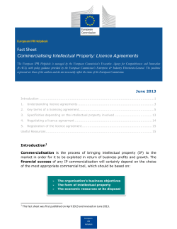 Fact Sheet Commercialising Intellectual Property: Licence Agreements