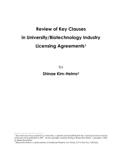 Review of Key Clauses in University/Biotechnology Industry Licensing Agreements