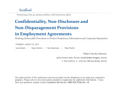 Confidentiality, Non‐Disclosure and  Non‐Disparagement Provisions  p g