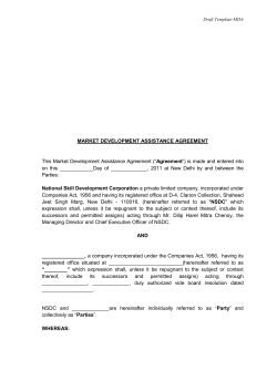 MARKET DEVELOPMENT ASSISTANCE AGREEMENT Agreement This Market Development Assistance