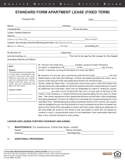STANDARD FORM APARTMENT LEASE (FIXED TERM) G