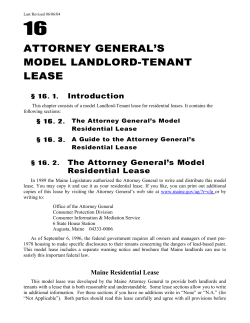 16 ATTORNEY GENERAL’S MODEL LANDLORD-TENANT LEASE