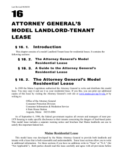 16 ATTORNEY GENERAL&rsquo;S MODEL LANDLORD-TENANT LEASE