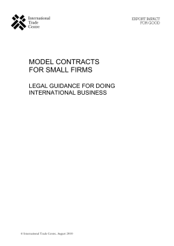 MODEL CONTRACTS FOR SMALL FIRMS LEGAL GUIDANCE FOR DOING INTERNATIONAL BUSINESS
