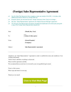 (Foreign) Sales Representative Agreement