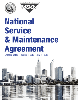National Service &amp; Maintenance Agreement