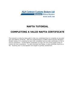 NAFTA TUTORIAL  COMPLETING A VALID NAFTA CERTIFICATE