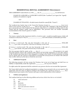 RESIDENTIAL RENTAL AGREEMENT (N J ) EW
