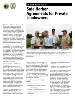 Safe Harbor Agreements for Private Landowners U.S. Fish &amp; Wildlife Service