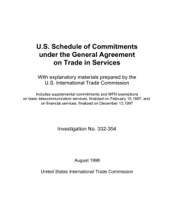U.S. Schedule of Commitments under the General Agreement on Trade in Services