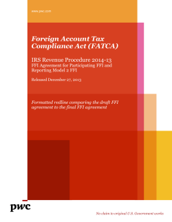 Foreign Account Tax Compliance Act (FATCA)  FFI Agreement for Participating FFI and