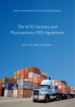 The WTO Sanitary and Phytosanitary (SPS) Agreement