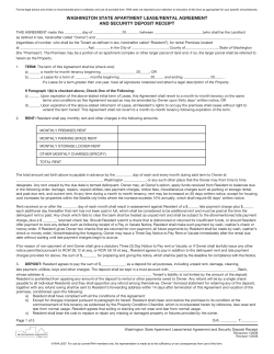 WASHINGTON STATE APARTMENT LEASE/RENTAL AGREEMENT AND SECURITY DEPOSIT RECEIPT