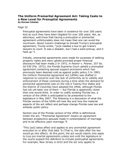 The Uniform Premarital Agreement Act: Taking Casto to  a New Level for Prenuptial Agreements 