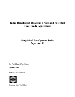 India-Bangladesh Bilateral Trade and Potential Free Trade Agreement Bangladesh Development Series