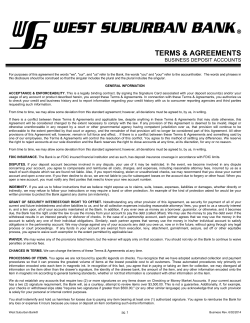 TERMS &amp; AGREEMENTS  BUSINESS DEPOSIT ACCOUNTS