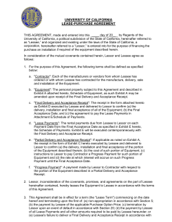 UNIVERSITY OF CALIFORNIA LEASE-PURCHASE AGREEMENT