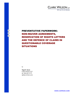 PREVENTATIVE PAPERWORK: NON-WAIVER AGREEMENTS, RESERVATION OF RIGHTS LETTERS