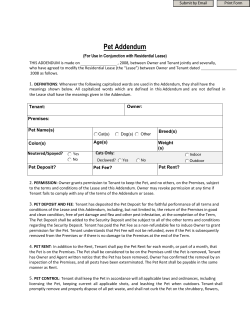 Pet Addendum (For Use in Conjunction with Residential Lease)