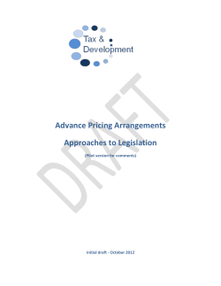 Advance Pricing Arrangements Approaches to Legislation  (Pilot version for comments)