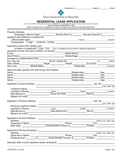 RESIDENTIAL LEASE APPLICATION Received on _________________ (date) at __________ (time)