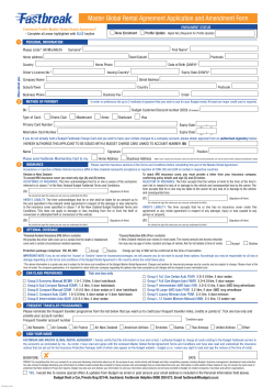 Master Global Rental Agreement Application and Amendment Form