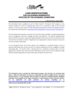 LOAN MODIFICATIONS  FOR CALIFORNIA NONPROFITS AFFECTED BY THE ECONOMIC DOWNTURN