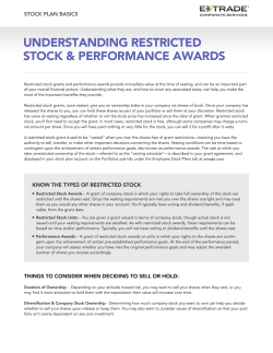 UNDERSTANDING RESTRICTED STOCK &amp; PERFORMANCE AWARDS STOCK PLAN BASICS